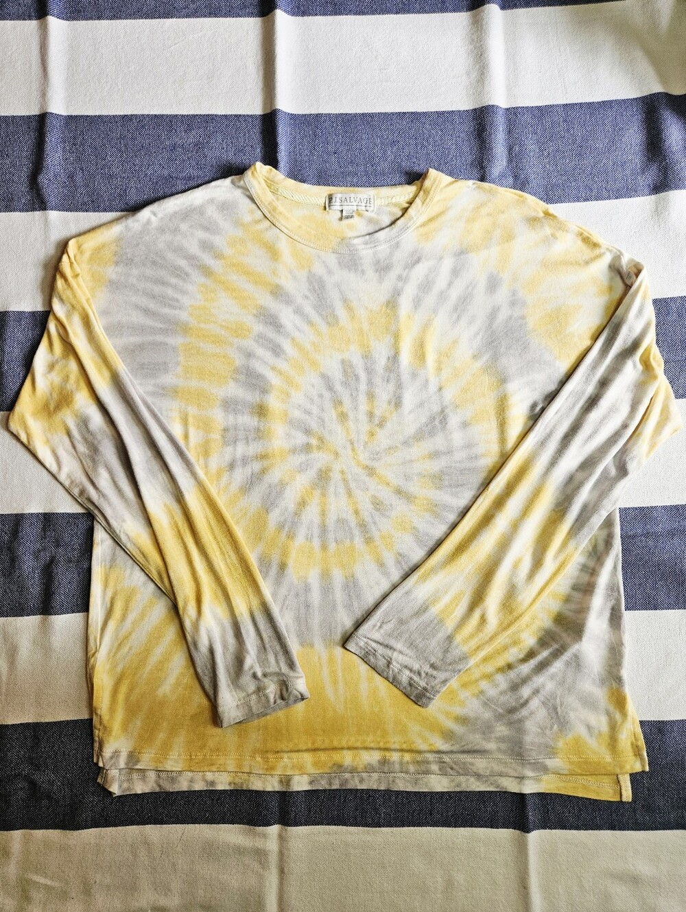 P.J. Salvage Sunburst Yellow & Grey Tie Dye Long Sleeve Lounge Top Small